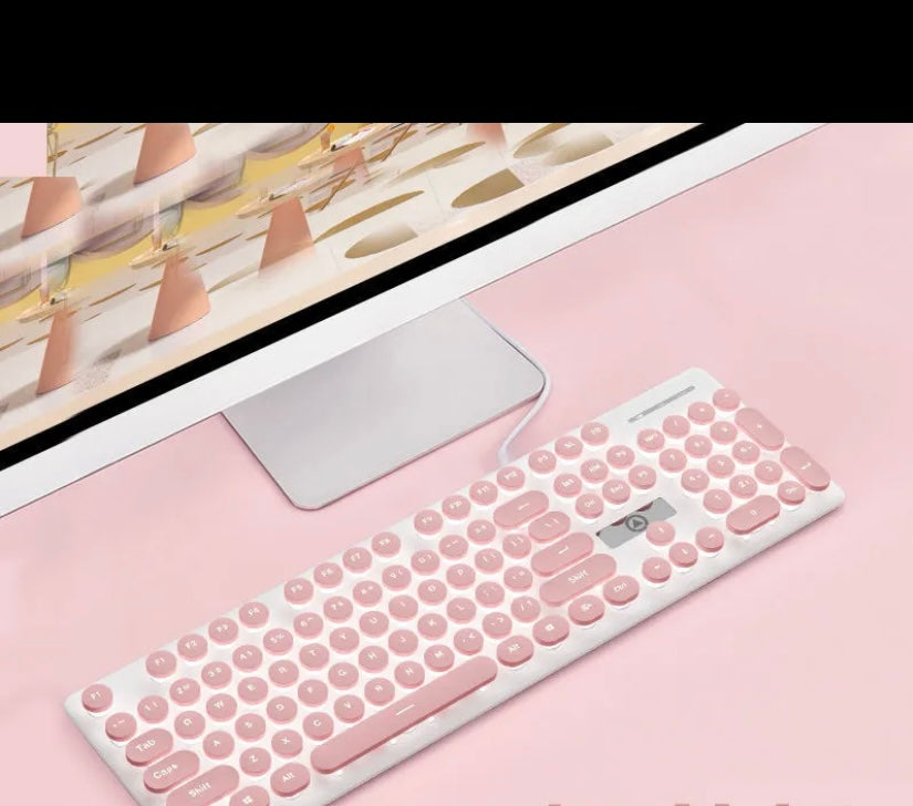 Silver carved V8 punk wired keyboard,