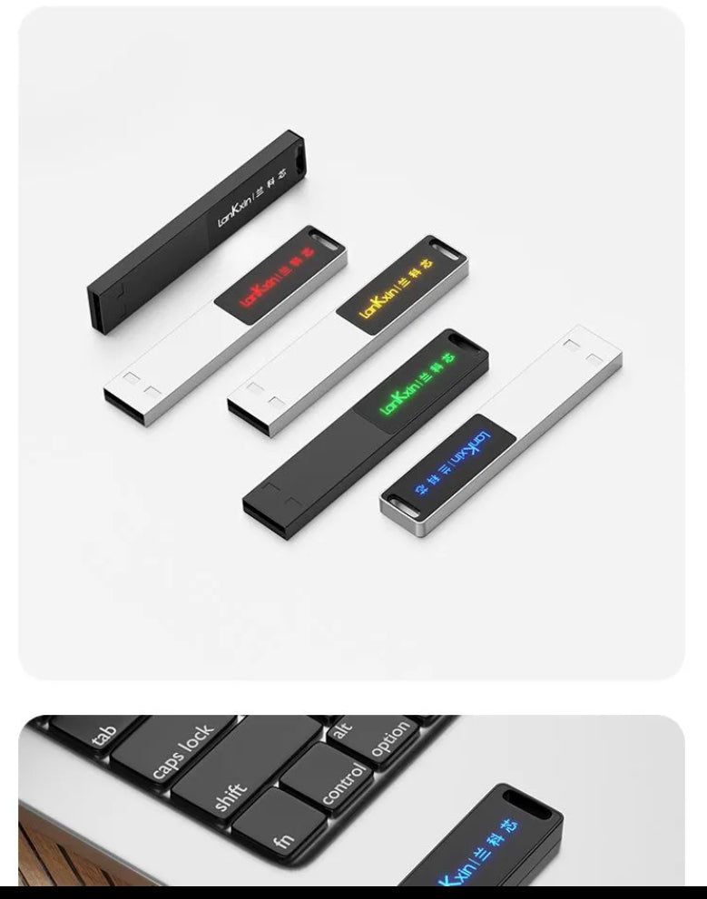 Glowing USB drive, customizable with engraved logo or design